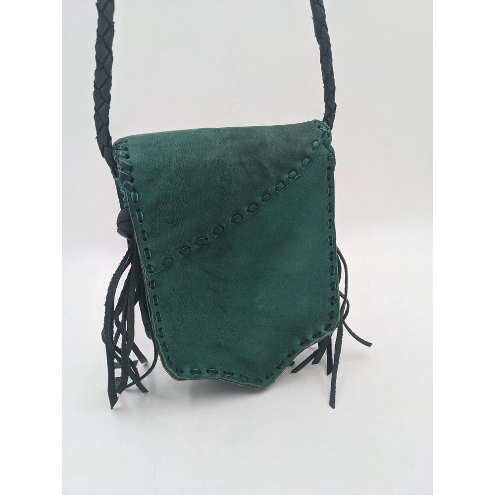 Handmade women's boho leather pouch festival bag - Picture 4 of 13